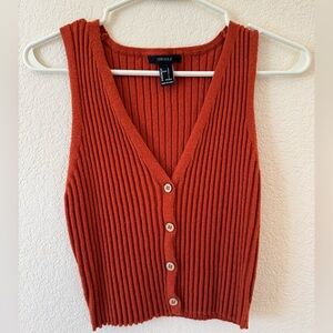 Forever 21 Terracotta Ribbed Knit Vest